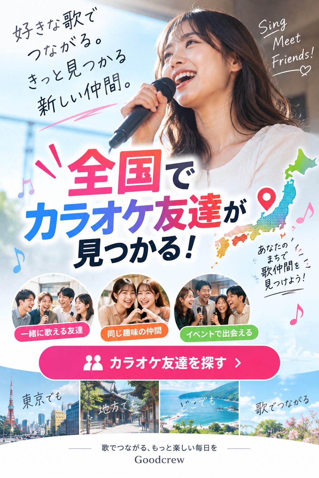 全国でカラオケ友達が見つかる! カラオケ友達を探す